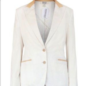 Light Wool & Leather Silk Lined Blazer Holmes & Yang by Katie Holmes Sz 4, NEW